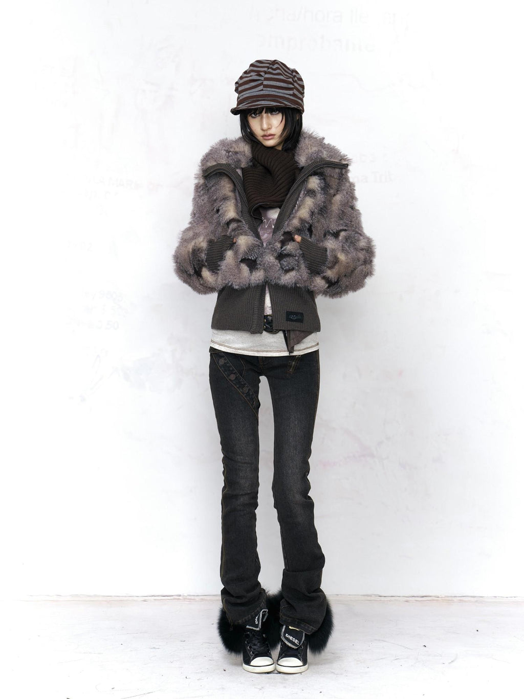 Flowers birds Market Warm Faux Fur Patchwork Retro Slim Short Lapel Zipper Women Casual Jackets