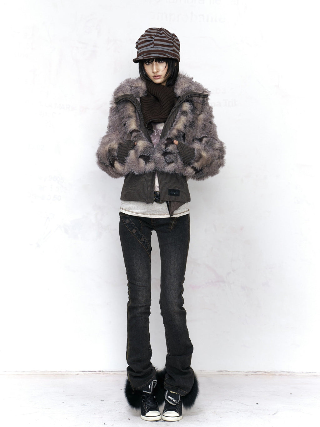 Flowers birds Market Warm Faux Fur Patchwork Retro Slim Short Lapel Zipper Women Casual Jackets