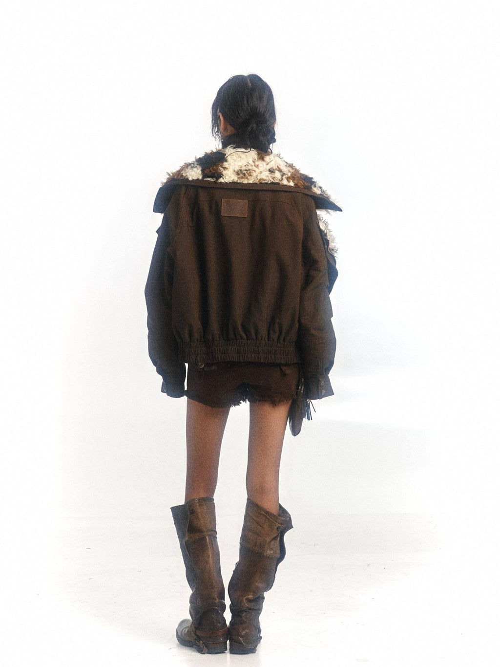 Flowers birds Market Warm Fleece Lined Cotton Street Oversized Midlength Zip Casual Jackets
