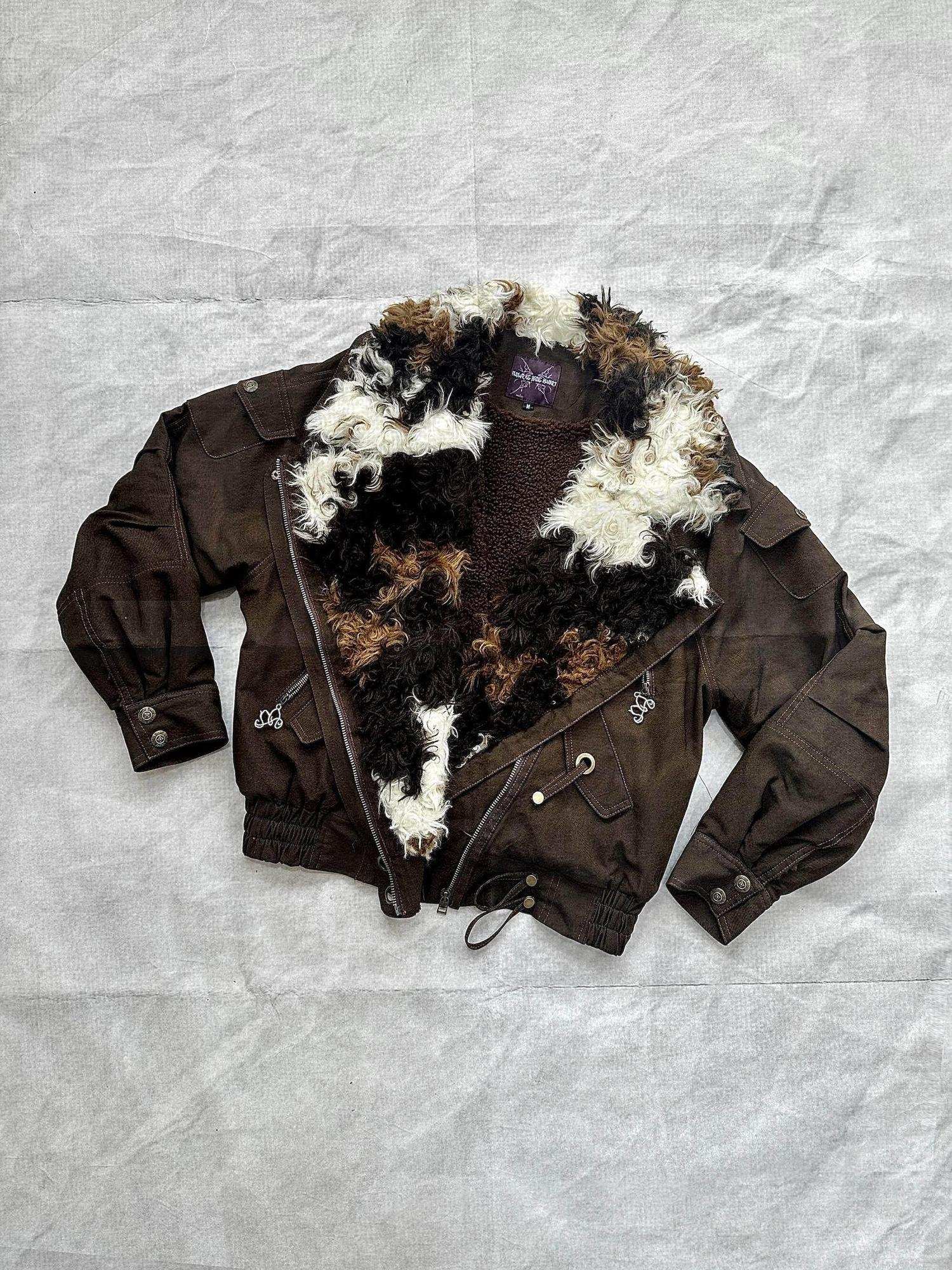 Flowers birds Market Warm Fleece Lined Cotton Street Oversized Midlength Zip Casual Jackets