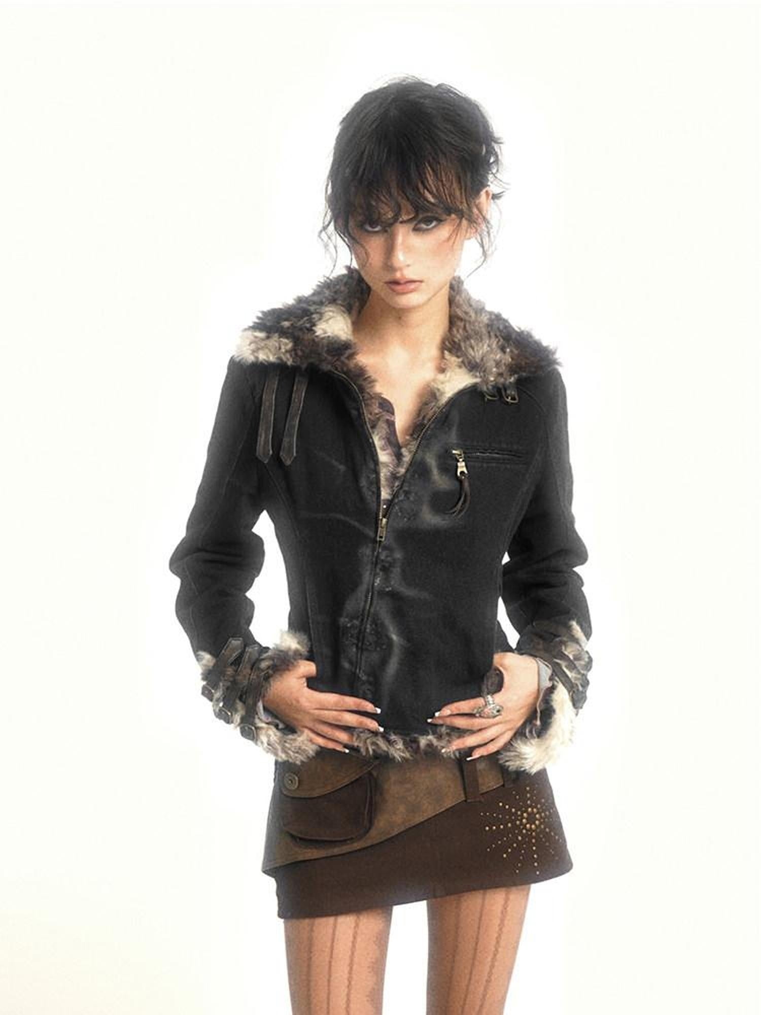 Flowers birds Market Warmth Original Straight Cotton Denim Collar Women Black Puffer Jackets