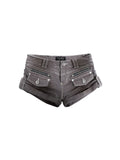 Flowers_birds_Market_Washed_High_Waist_Slim_Light_Stretch_Casual_Women_Button_Blue_Gray_Denim_Shorts_MISSTT
