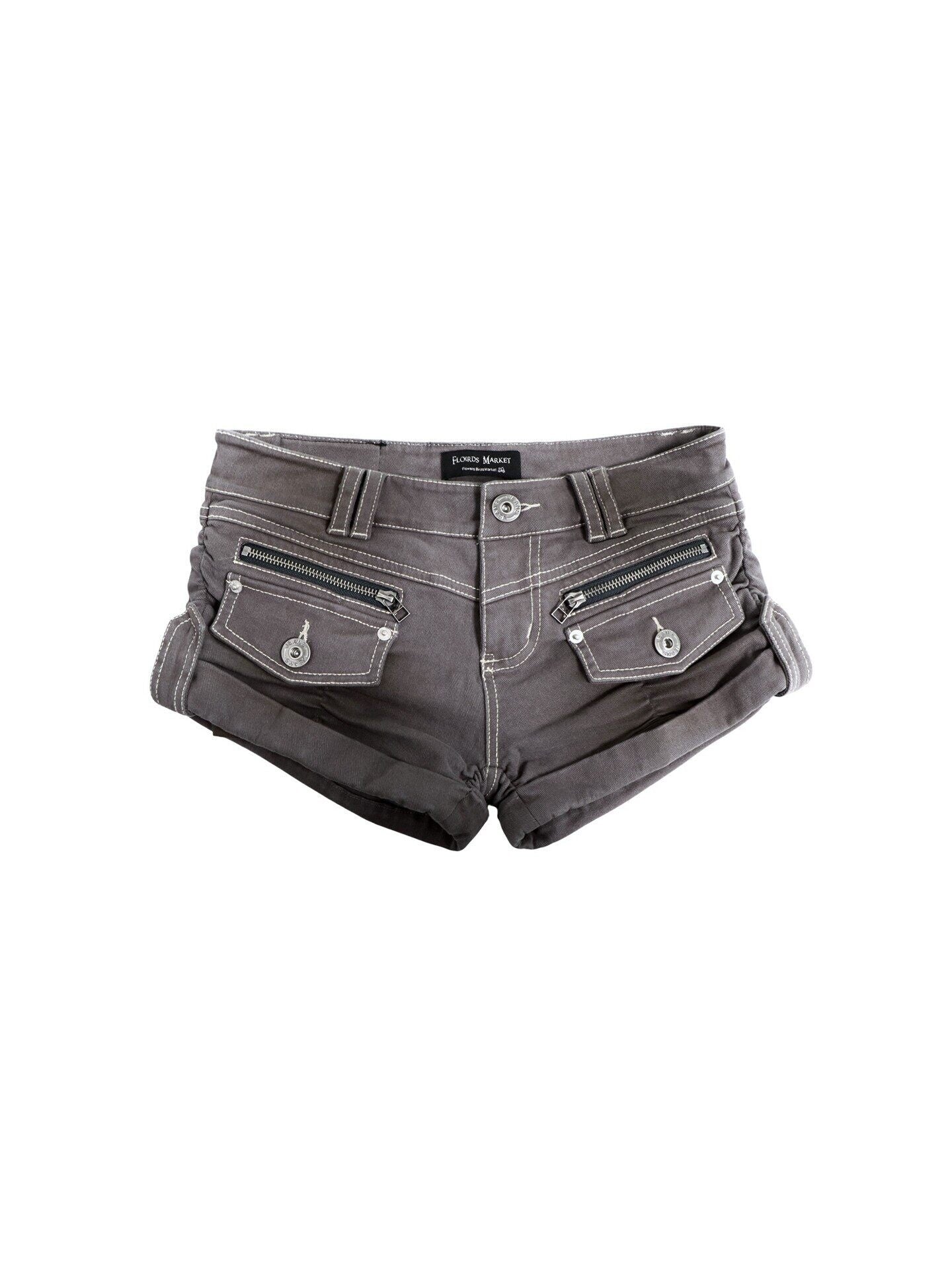 Flowers_birds_Market_Washed_High_Waist_Slim_Light_Stretch_Casual_Women_Button_Blue_Gray_Denim_Shorts_MISSTT