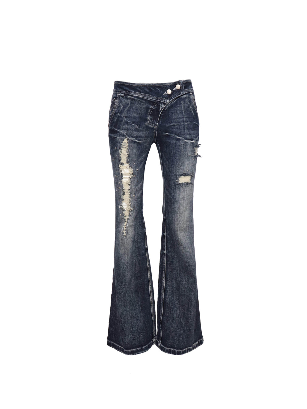 Flowers_birds_Market_Washed_Vintage_Ripped_Lowrise_Slim_Flare_Cotton_Stretch_Deep_Blue_Straight_Pants_MISSTT