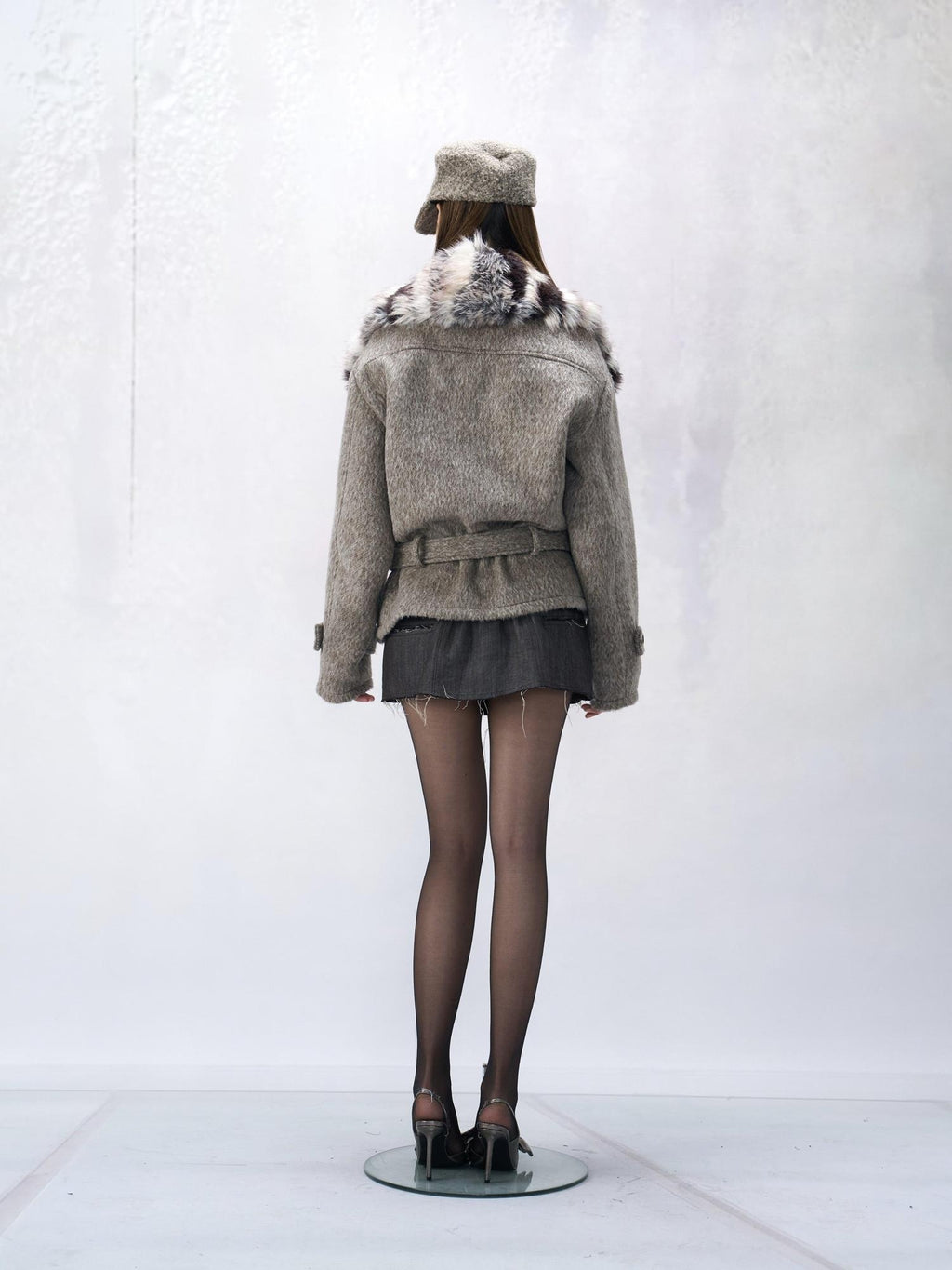 Flowers birds Market Wool Blend Vintage Cropped Notched Lapel Long Sleeve Women Casual Short Coats