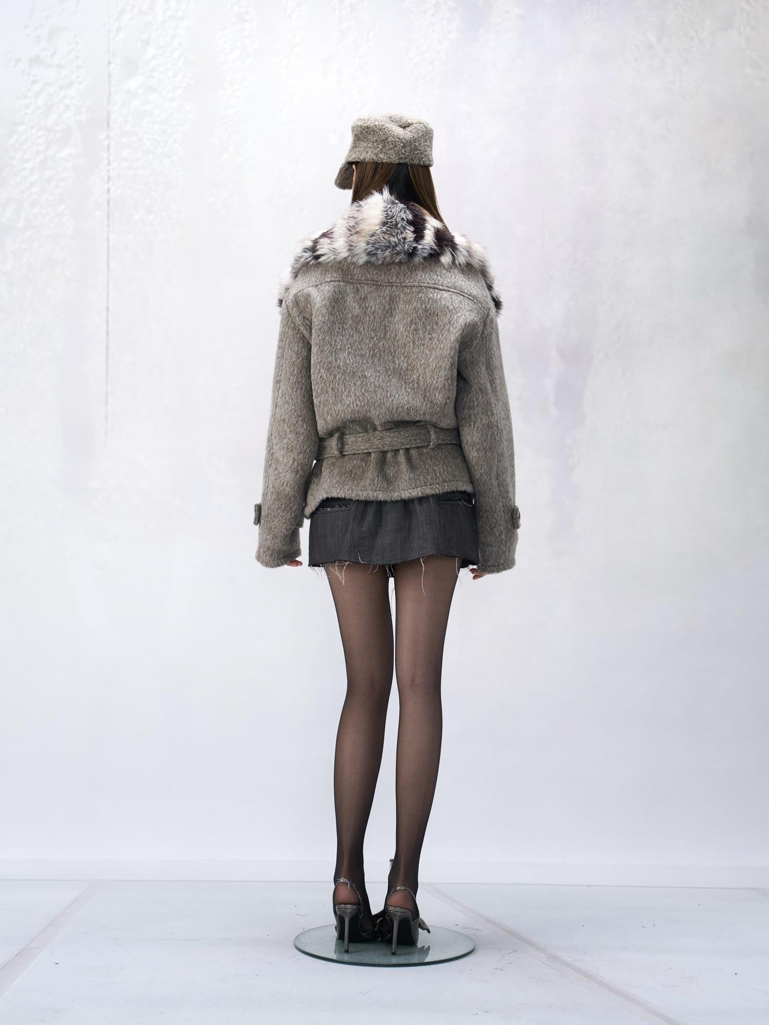 Flowers birds Market Wool Blend Vintage Cropped Notched Lapel Long Sleeve Women Casual Short Coats