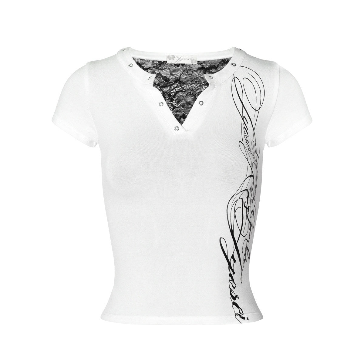 JYOSEI_Breathable_Lace_Cutout_Street_Slim_V-neck_Women_Letter_Print_Basic_Crop_Tops_MISSTT