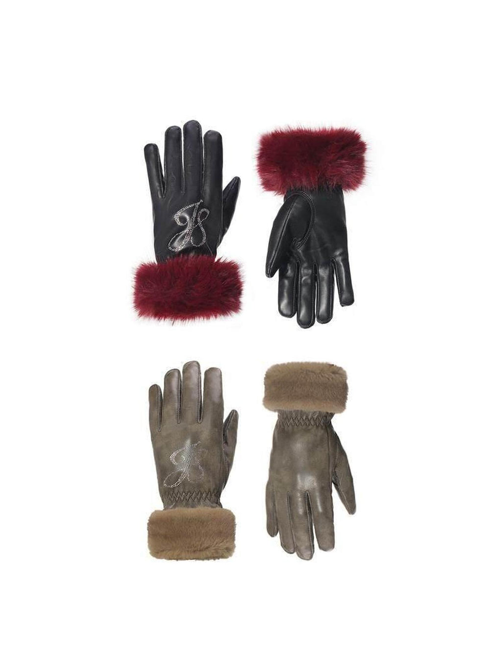 JYOSEI Elastic Midweight Full Finger Pu Stretch Women Black Red Brown Gloves