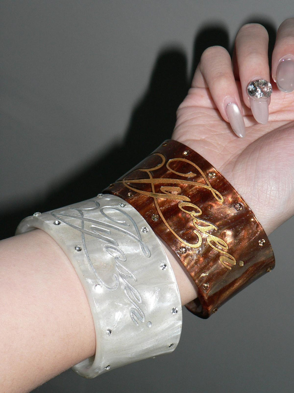 JYOSEI Elegant Inlaid Design Brown White Minimalist Women Jewelry Bracelets