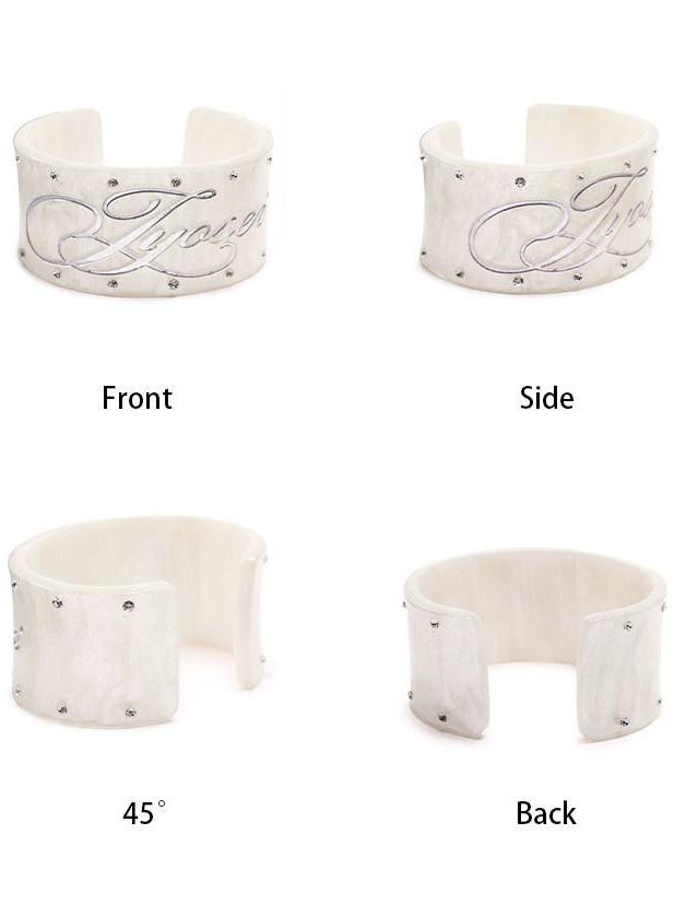 JYOSEI Elegant Inlaid Design Brown White Minimalist Women Jewelry Bracelets