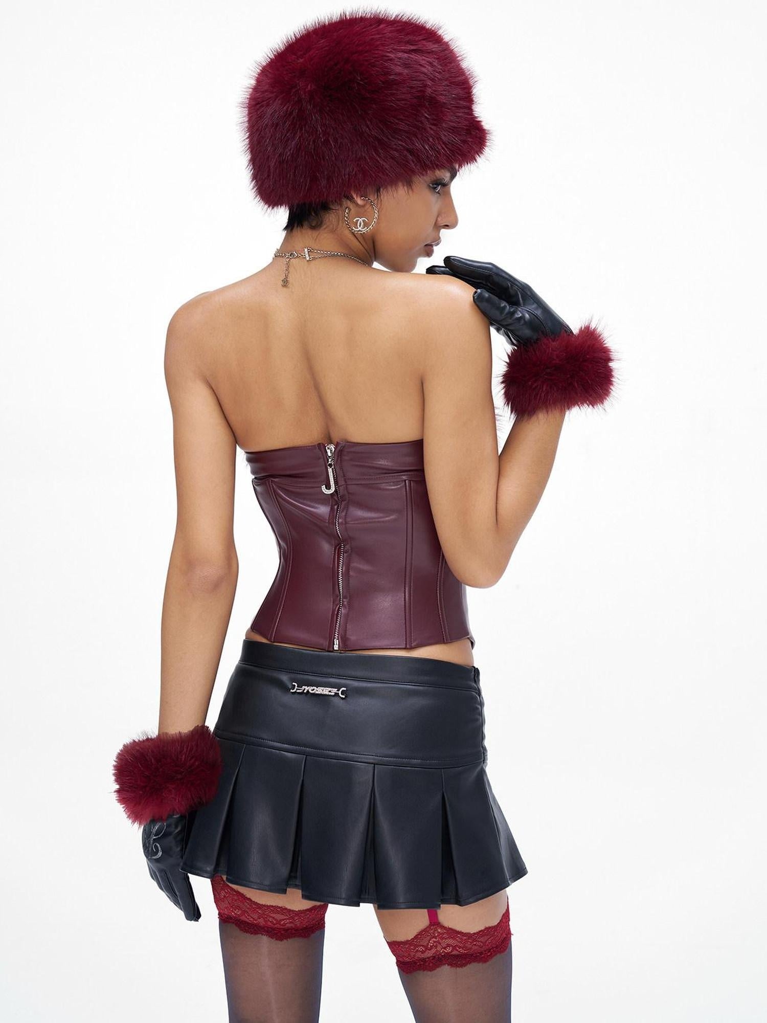 JYOSEI Elegant Rhinestone Flat Top For Women Geo Colorblock Angora Red One Size Beanies