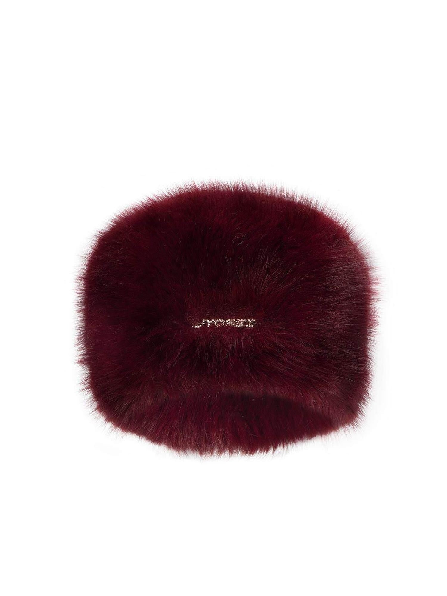 JYOSEI Elegant Rhinestone Flat Top For Women Geo Colorblock Angora Red One Size Beanies
