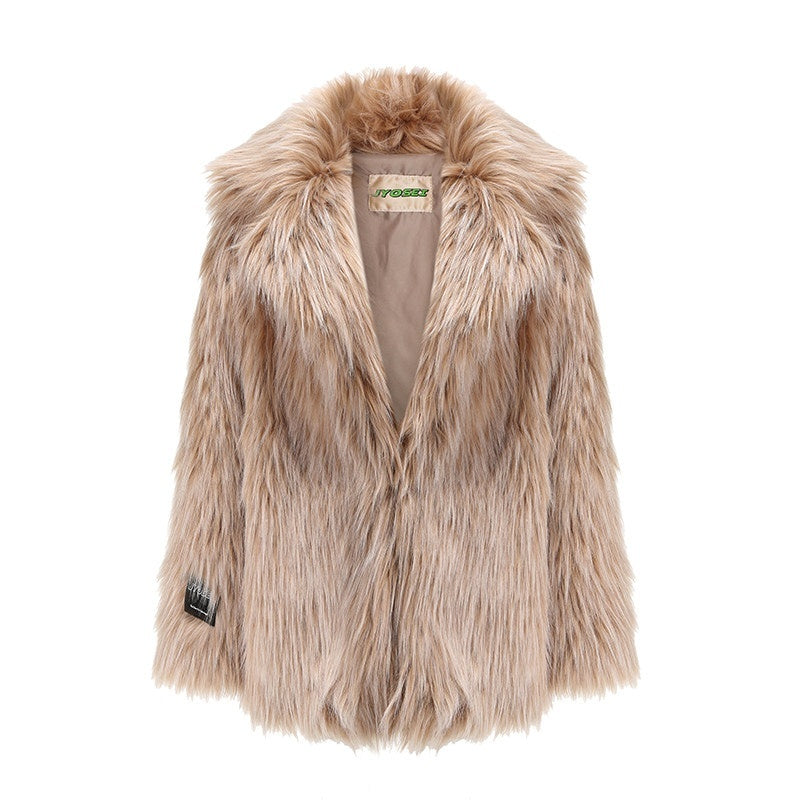 JYOSEI_Faux_Fur_Collar_Mid_Length_Straight_Fit_Street_Style_Camel_Women_Short_Coat_MISSTT
