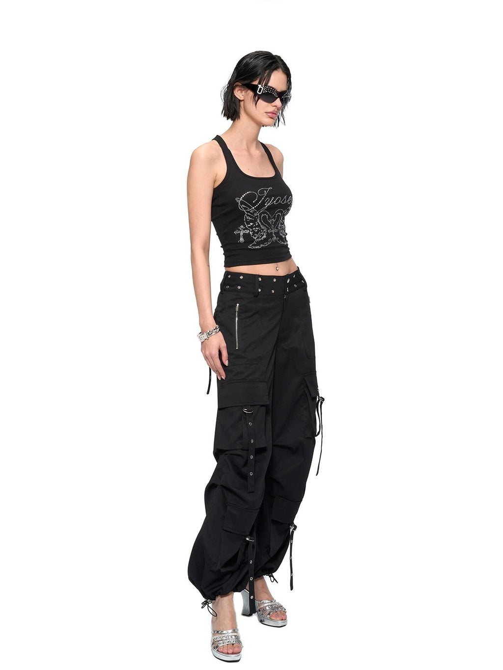 JYOSEI Original Pocket Workwear Loose Mid Rise Metal Trim Women Cargo Pants