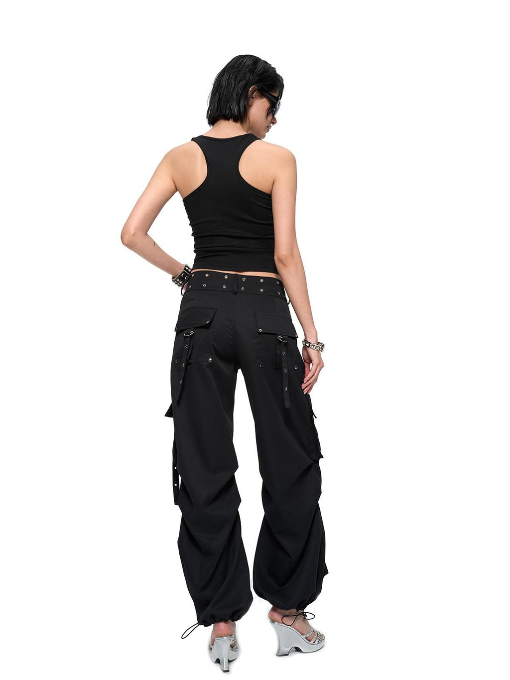 JYOSEI Original Pocket Workwear Loose Mid Rise Metal Trim Women Cargo Pants
