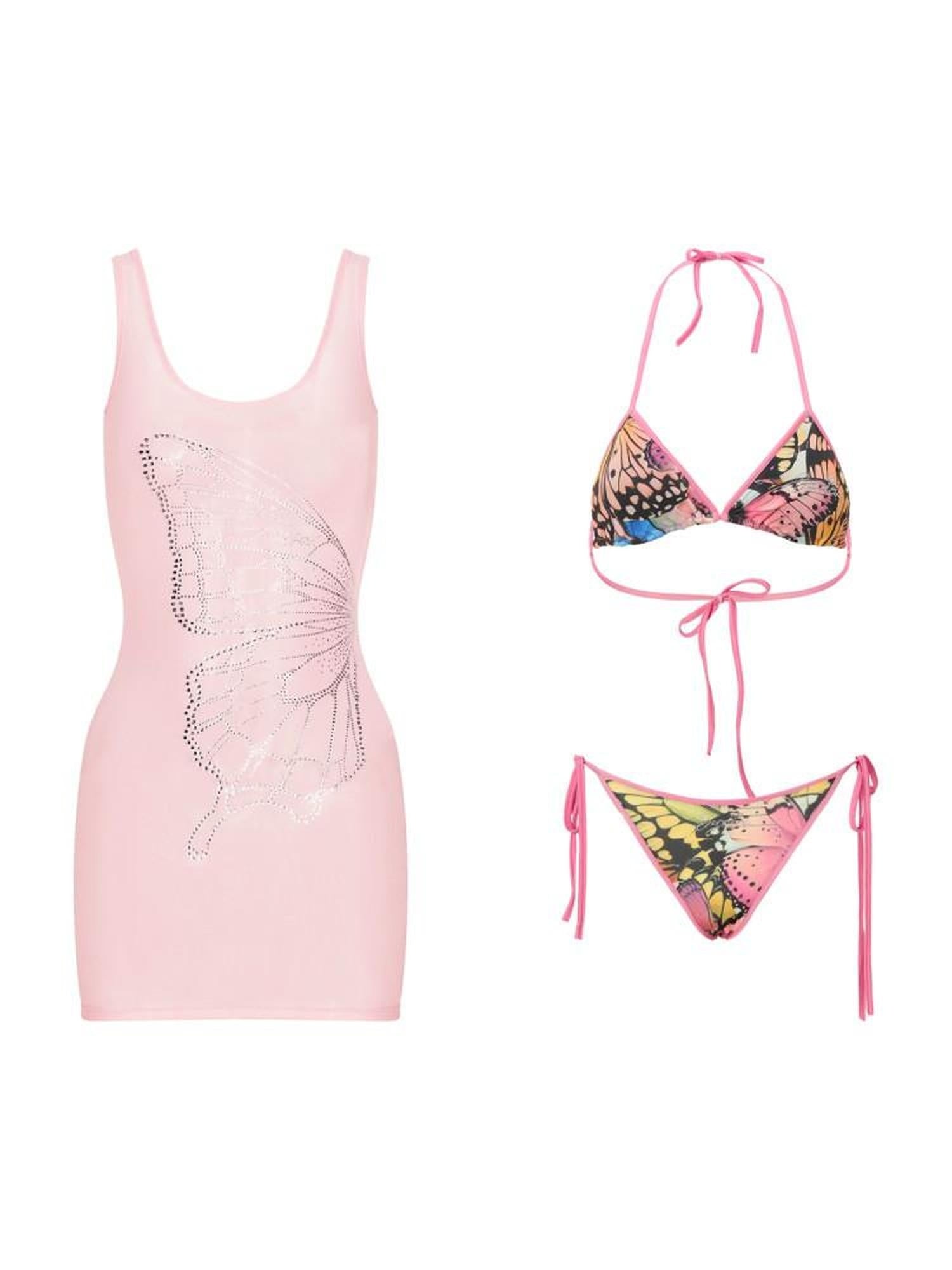 JYOSEI Padded Triangle Bikini Stretch Polyester Beachwear Top & Shorts Sets
