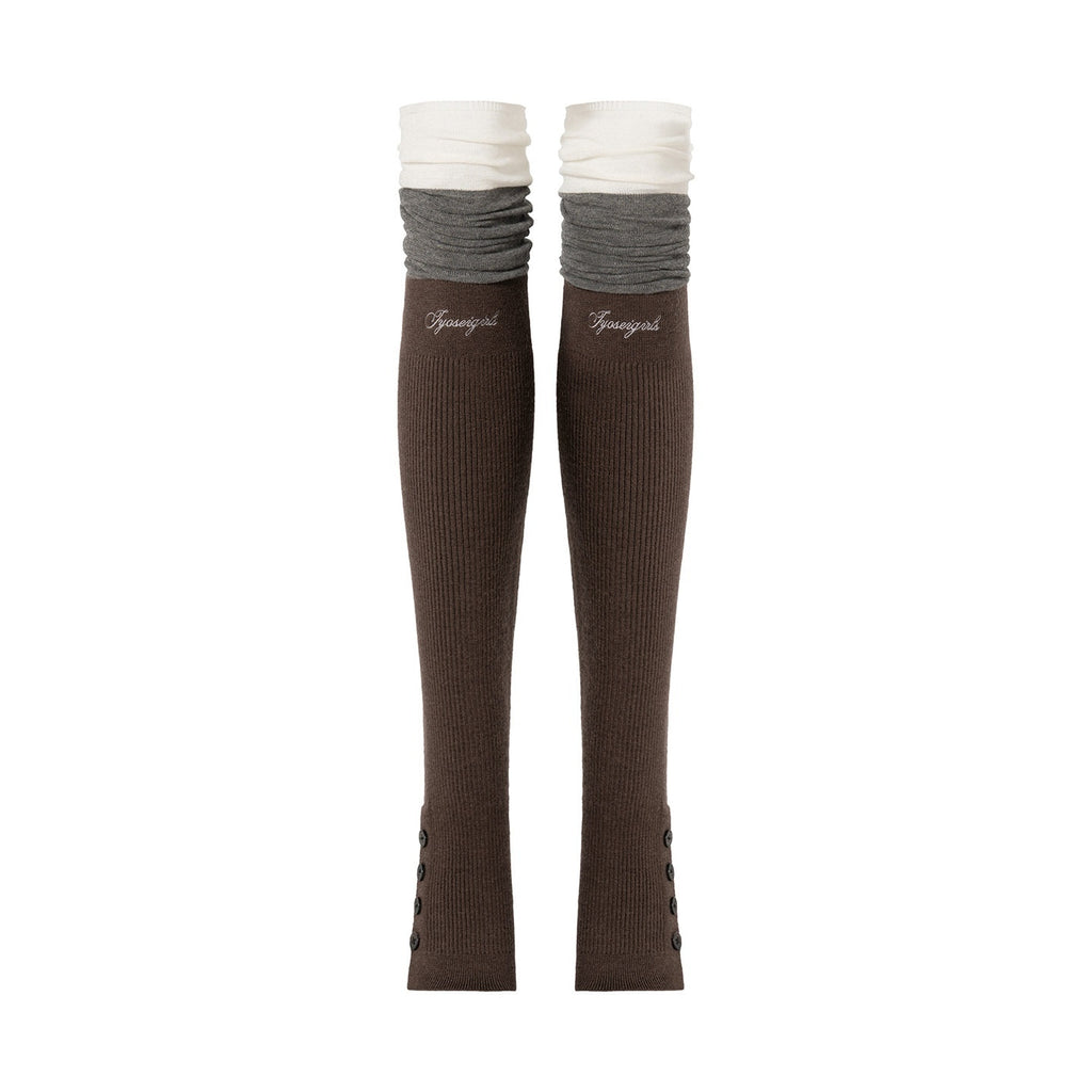 JYOSEI_Soft_100_Percent_Cotton_European_Slouch_High_Women_Solid_Brown_Socks_&_Hosiery_MISSTT