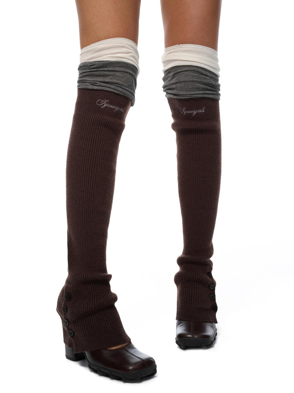JYOSEI Soft 100 Percent Cotton European Slouch High Women Solid Brown Socks & Hosiery