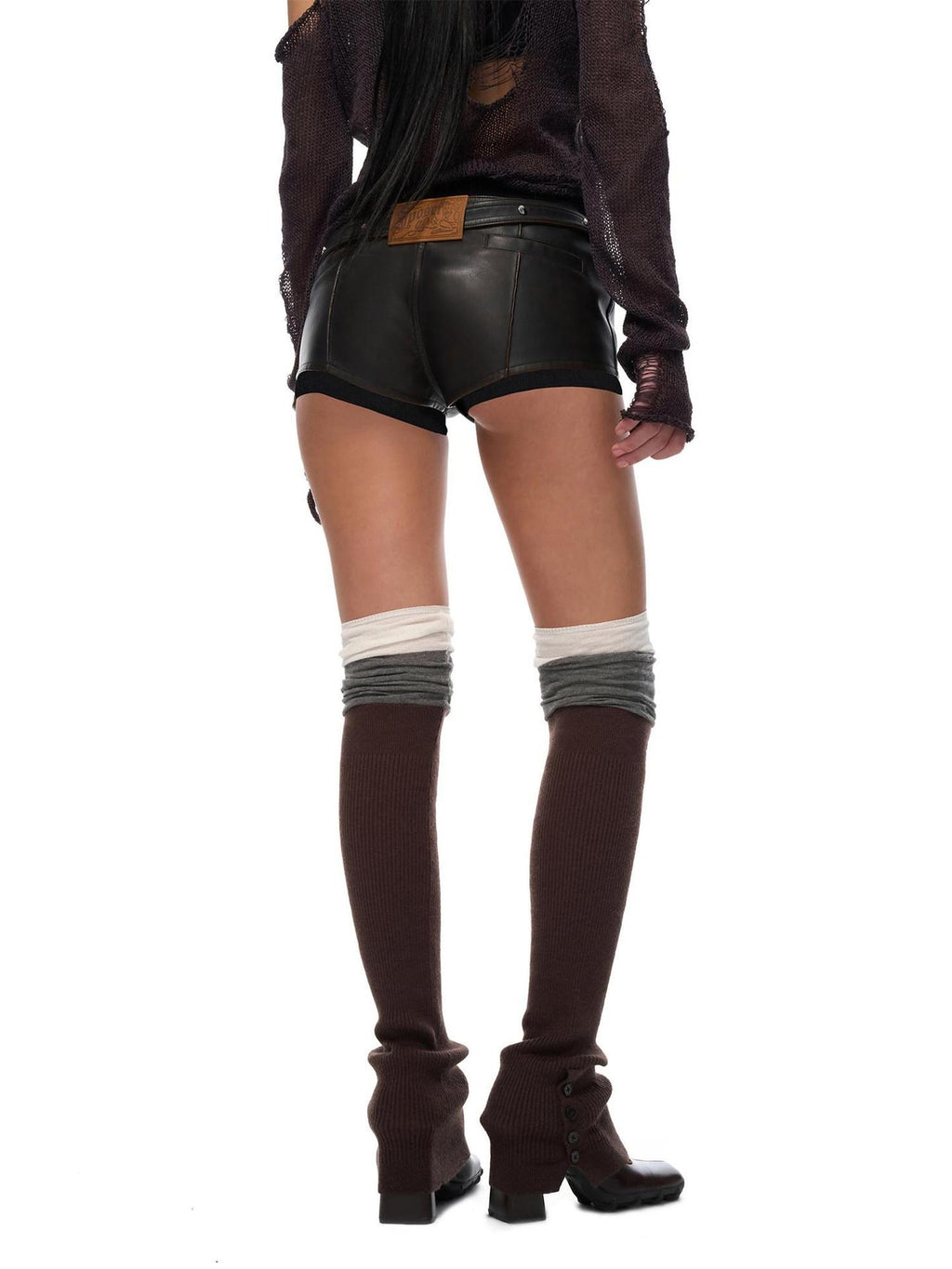 JYOSEI Soft 100 Percent Cotton European Slouch High Women Solid Brown Socks & Hosiery