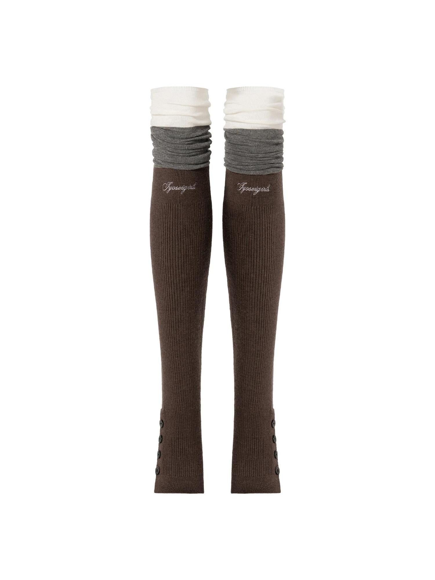 JYOSEI Soft 100 Percent Cotton European Slouch High Women Solid Brown Socks & Hosiery