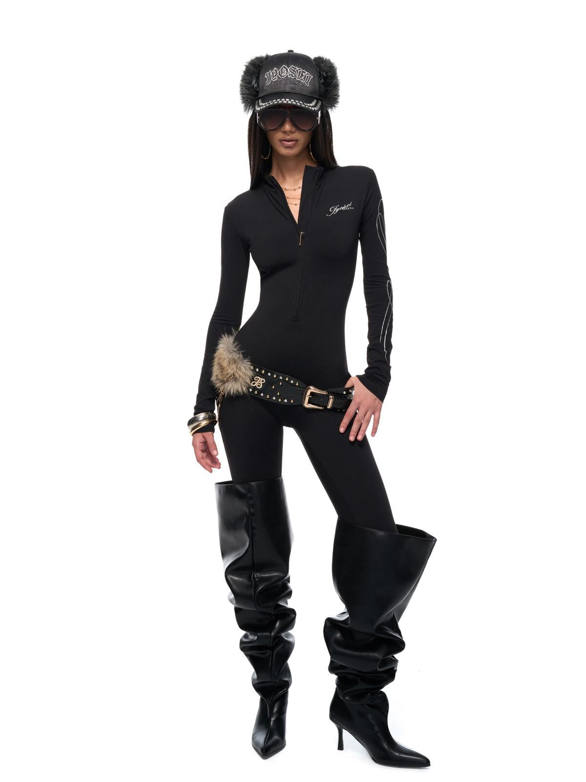 JYOSEI Studded Embossed Letter Y2K Street Casual Pu Pin Buckle Detachable Chain Belts