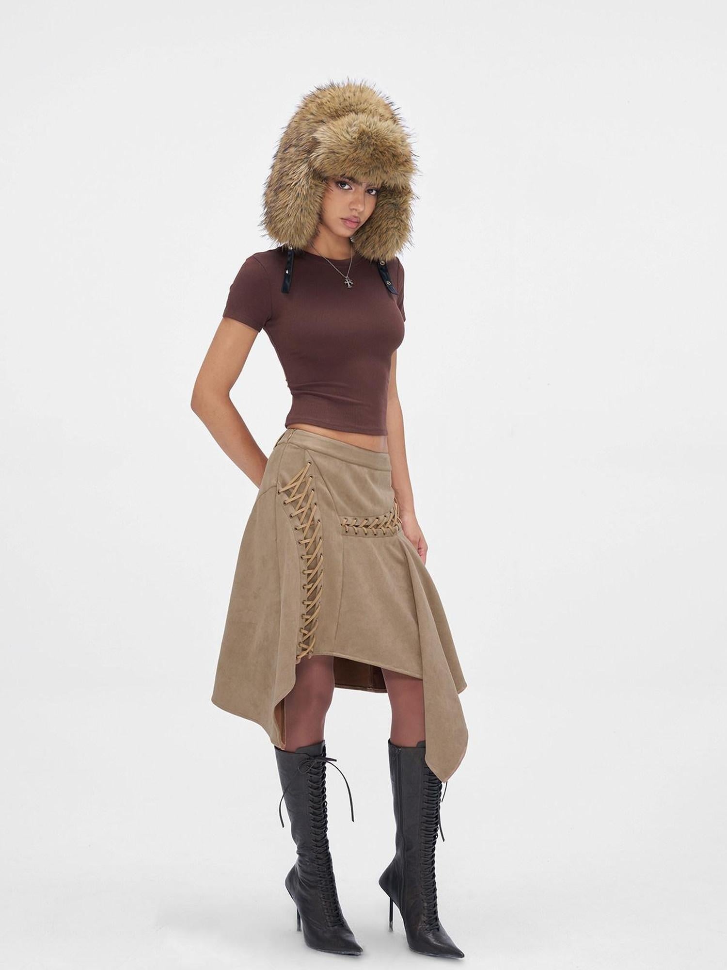 JYOSEI Warm Polyester Street Round Top Wide Brim Trapper Women One Size Camel Hats