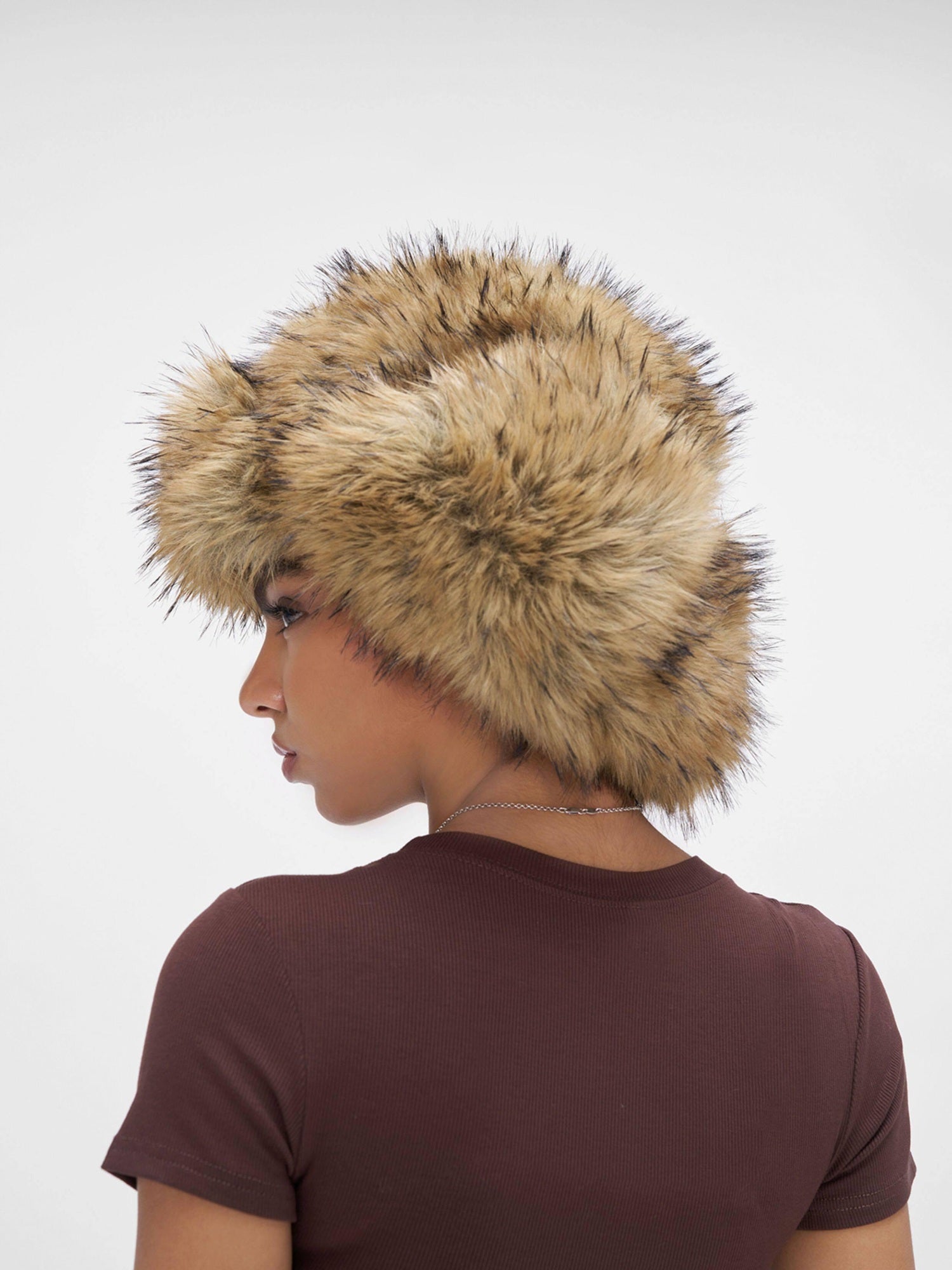 JYOSEI Warm Polyester Street Round Top Wide Brim Trapper Women One Size Camel Hats