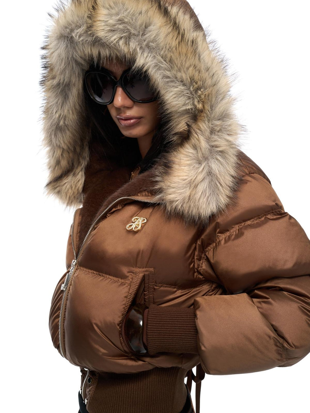 JYOSEI Warm White Duck Down Hooded High Waist Short Sexy Puffer Women Down Jackets