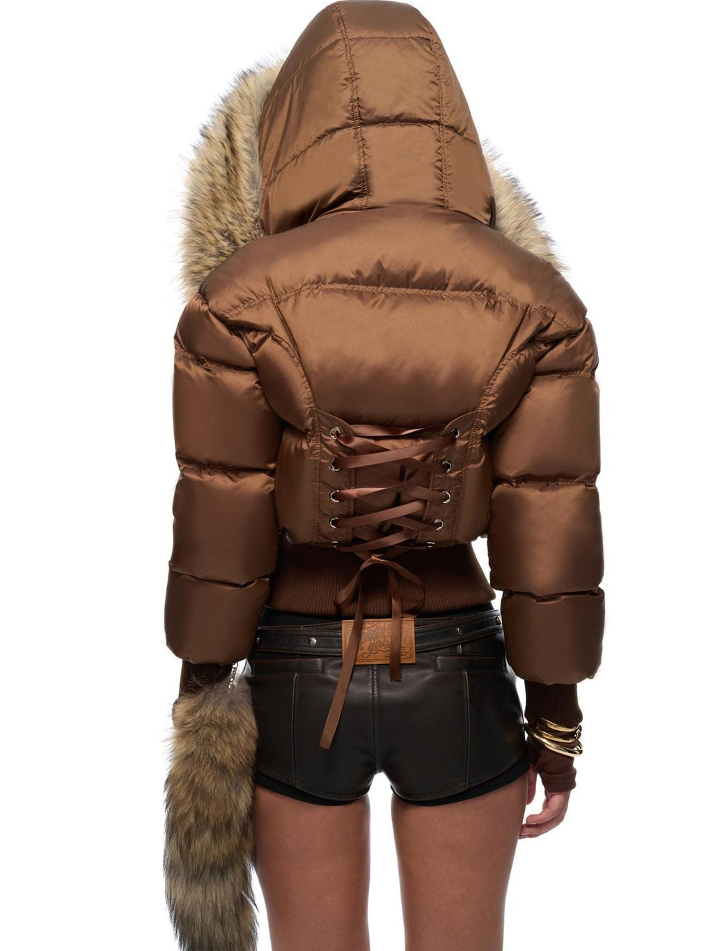 JYOSEI Warm White Duck Down Hooded High Waist Short Sexy Puffer Women Down Jackets