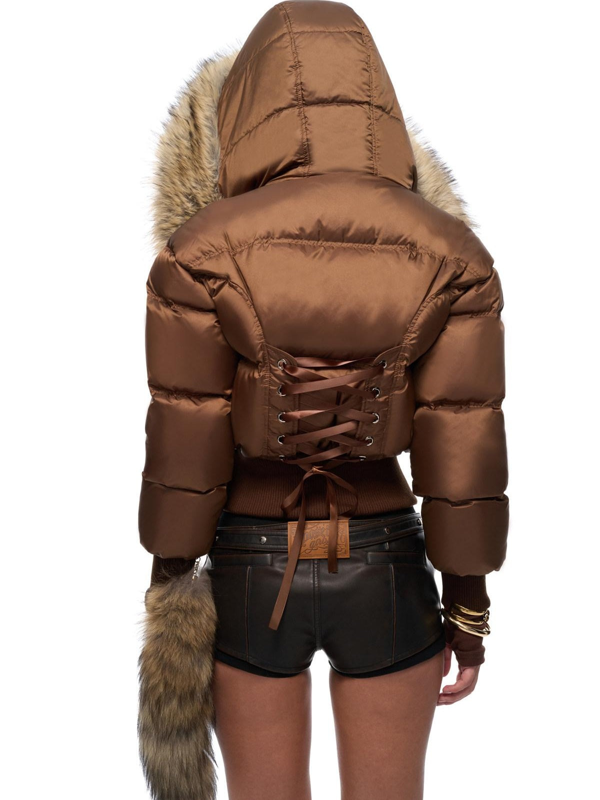 JYOSEI Warm White Duck Down Hooded High Waist Short Sexy Puffer Women Down Jackets