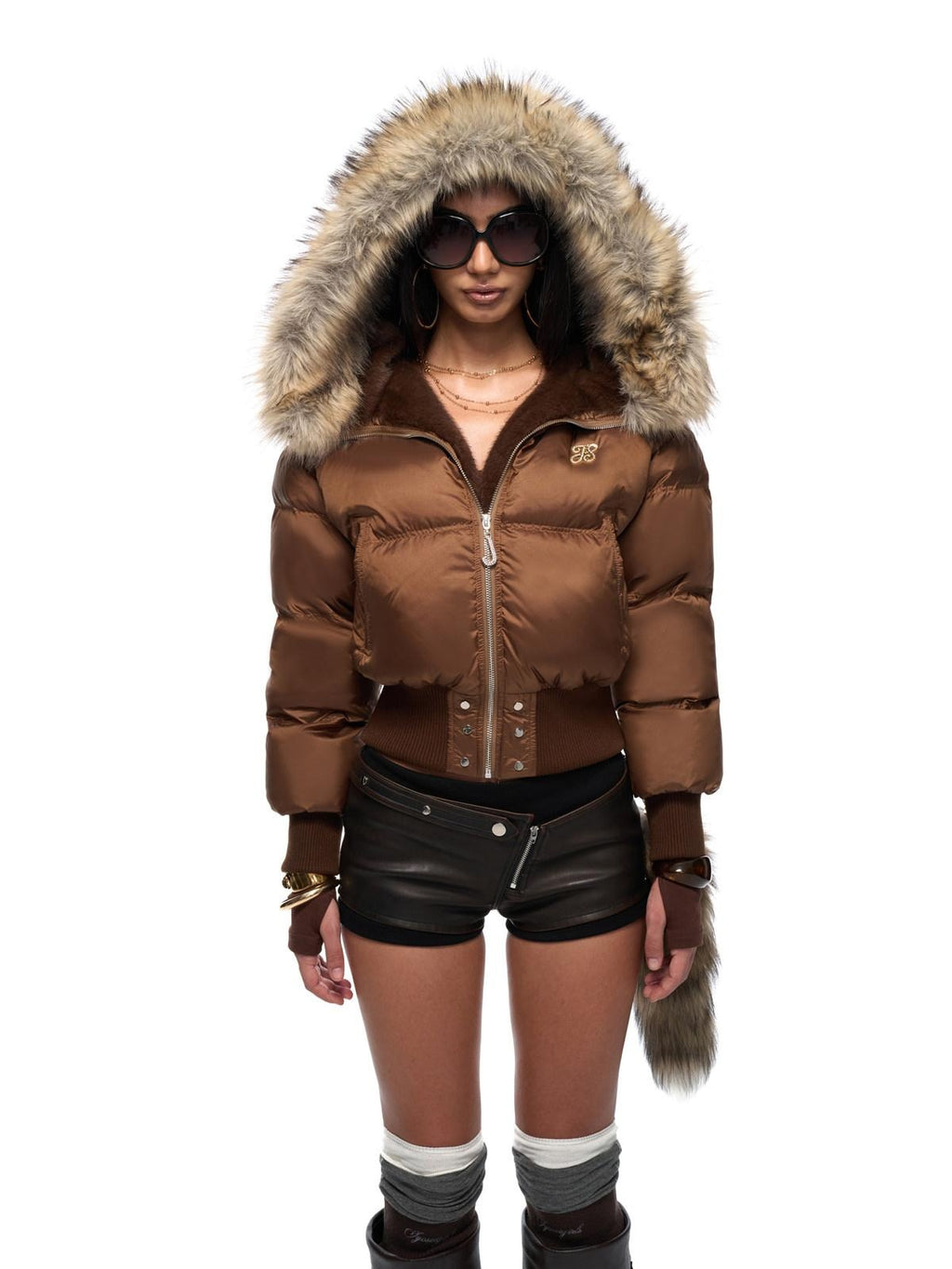 JYOSEI Warm White Duck Down Hooded High Waist Short Sexy Puffer Women Down Jackets