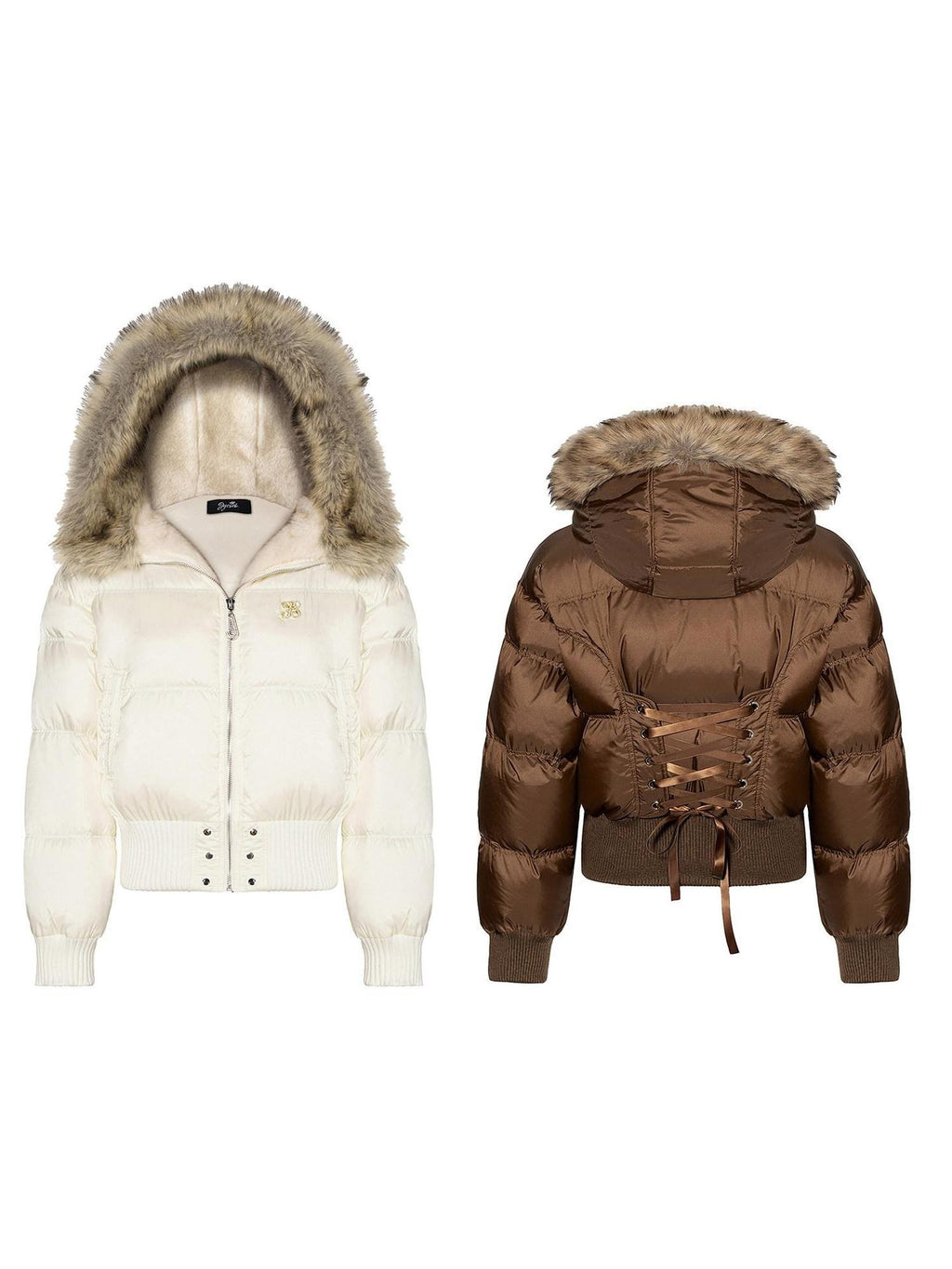 JYOSEI Warm White Duck Down Hooded High Waist Short Sexy Puffer Women Down Jackets