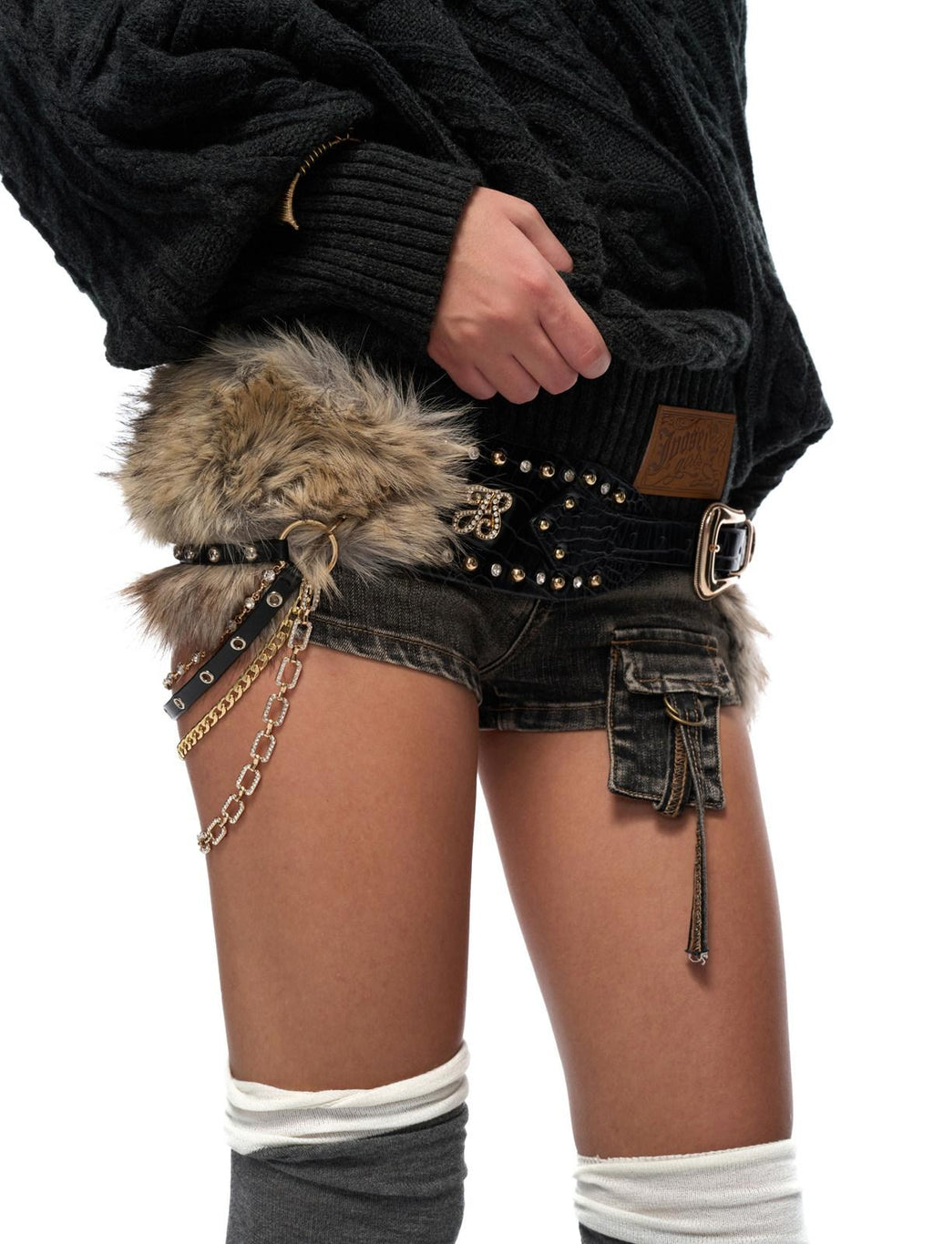 JYOSEI Washed Low Rise Stretch Skinny Button Pockets Women Black Brown Denim Shorts