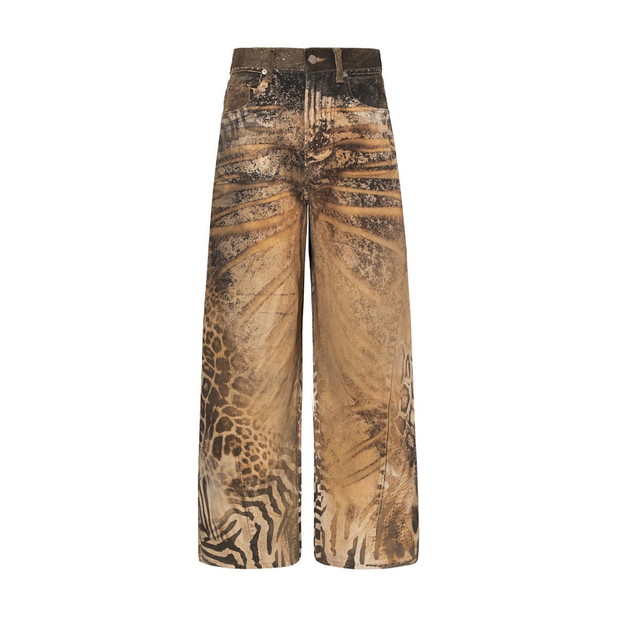 JYOSEI_Zebra_Print_Distressed_Low_Rise_Casual_Womens_Cotton_Dark_Brown_Wide_Leg_Jeans_MISSTT