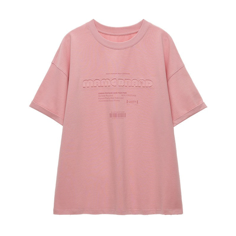 MAMC_100%_Cotton_Loose_Crew_Neck_Letter_Print_Casual_Blue_Pink_Short_Sleeve_T-Shirts_MISSTT