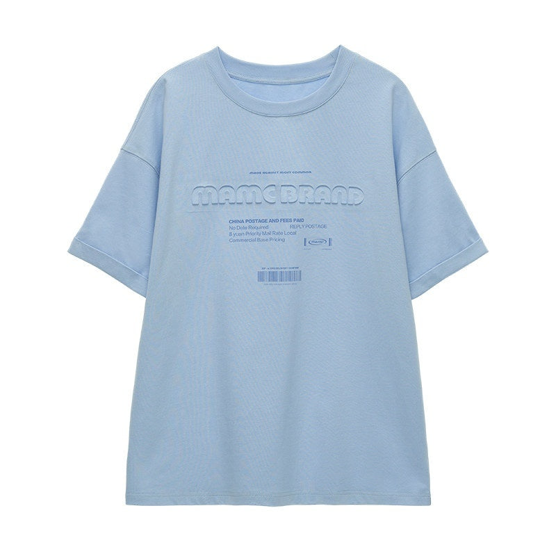MAMC_100%_Cotton_Loose_Crew_Neck_Letter_Print_Casual_Blue_Pink_Short_Sleeve_T-Shirts_MISSTT