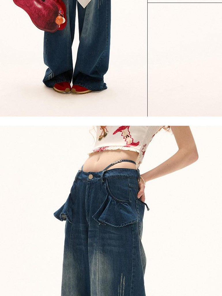 MAMC 100% Cotton Relaxed Straight Natural Waist Casual Women Black Jeans