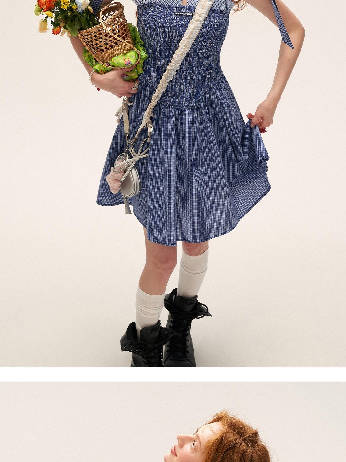 MAMC 100% Cotton Ruched French Style Sleeveless Casual Women Camisole Mini Dresses