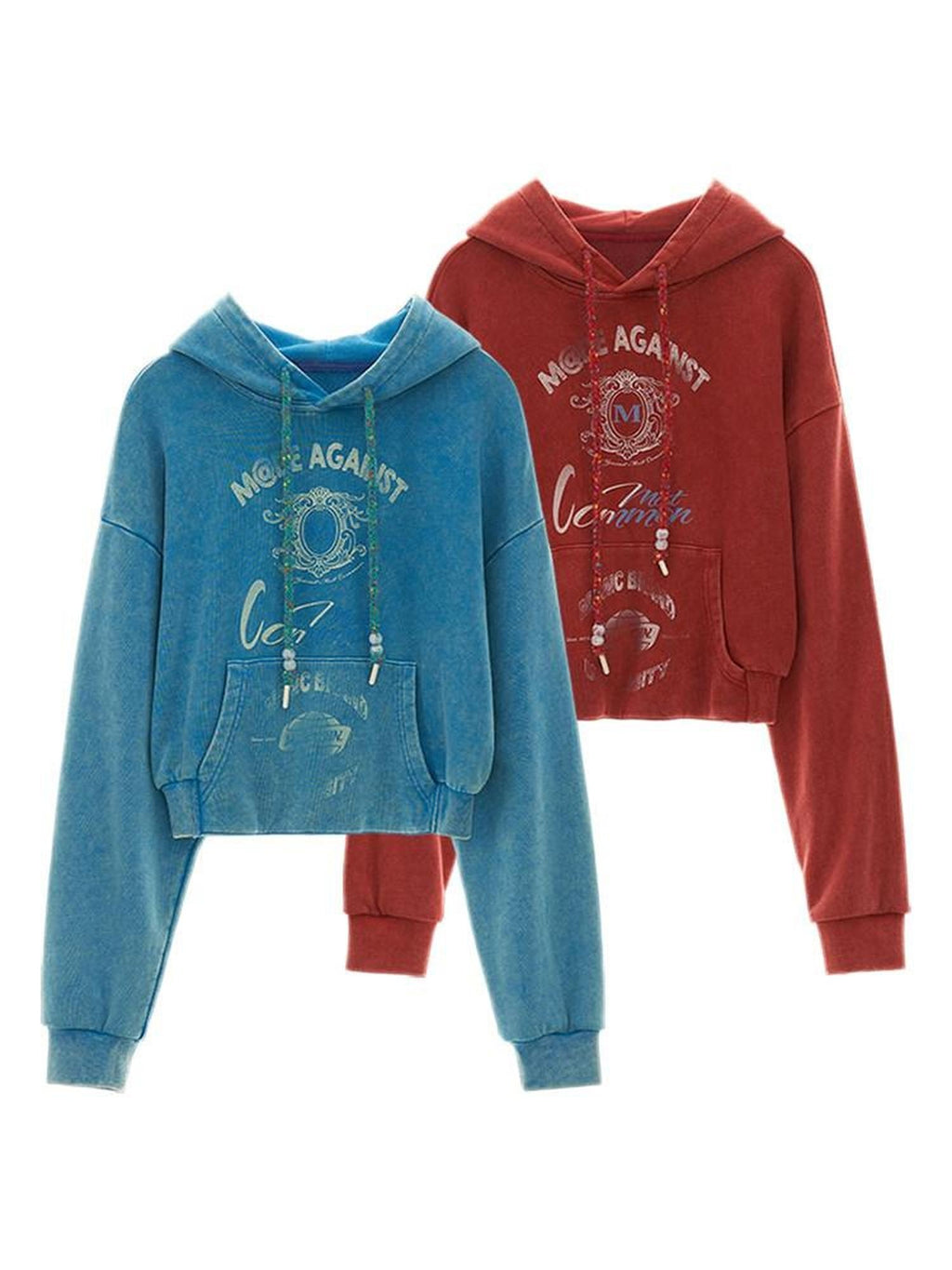 MAMC 100 Percent Cotton Relaxed Fit Cropped Letter Print Minimal Pullover Hoodie