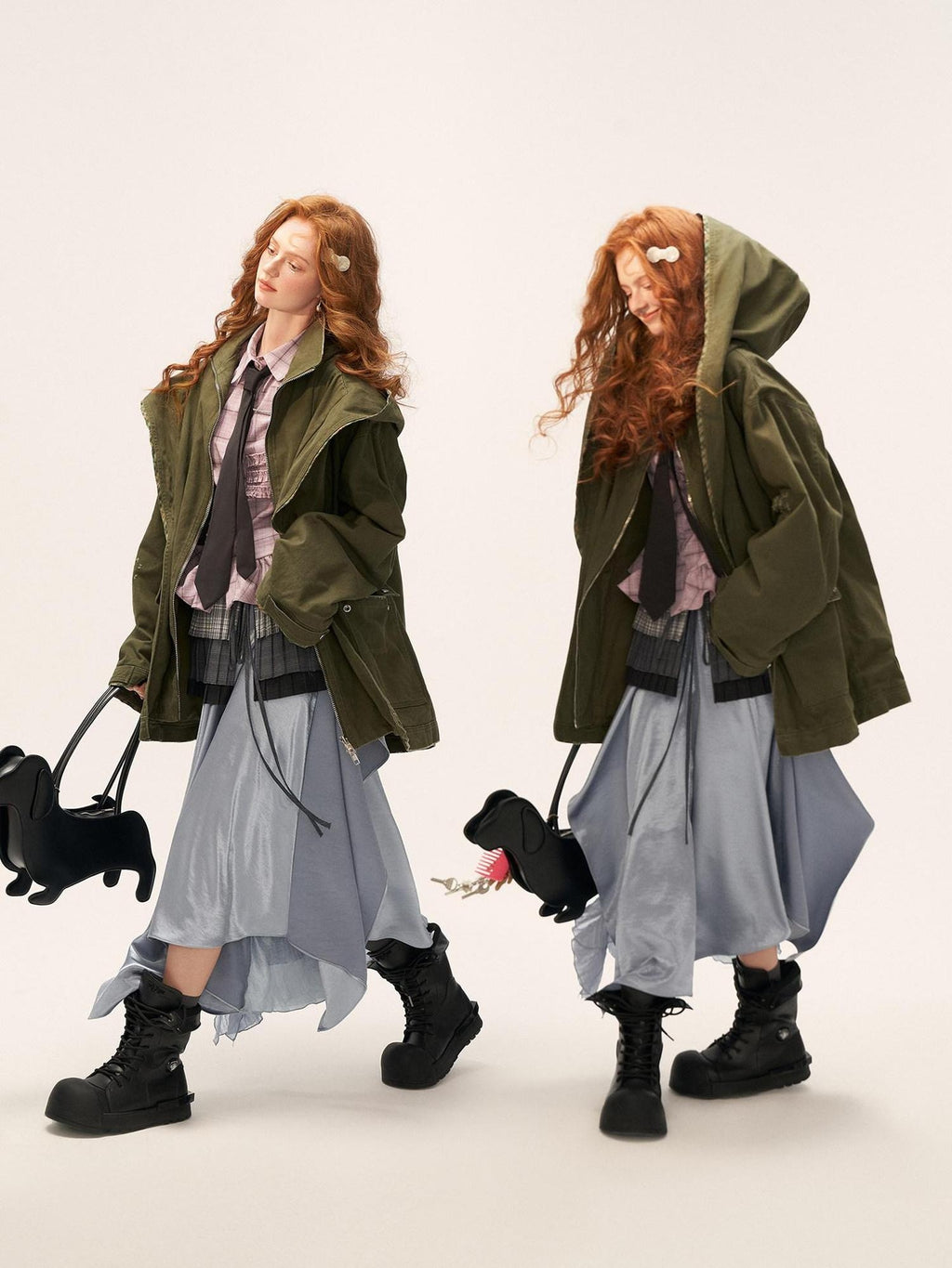 MAMC 100 Percent Cotton Relaxed Oversized Distressed Women Army Green Zipper Jackets