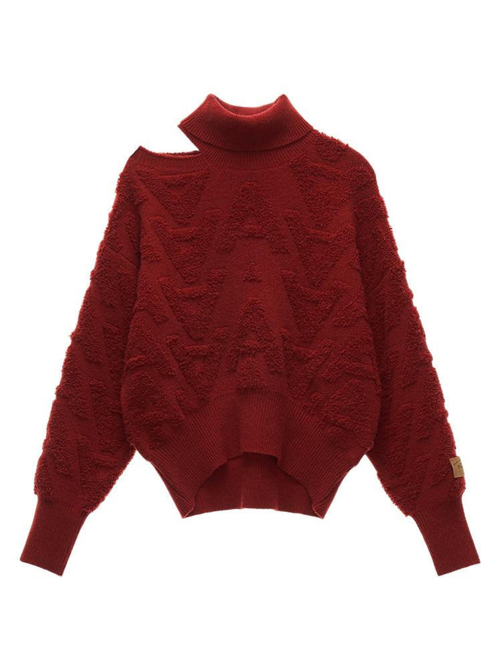 MAMC Acrylic Blend Off Shoulder Sweet Loose Fit Long Sleeve Red Women Knit Sweaters
