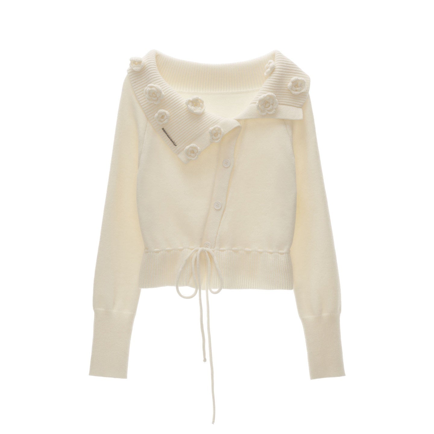 MAMC_Acrylic_Rose_Asymmetrical_One_Shoulder_Casual_Womens_Button_Knit_Short_Cardigans_MISSTT