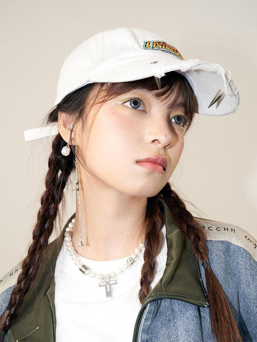 MAMC Adjustable Cotton Street Raw Edge Rounded Top Unisex Duckbill Caps
