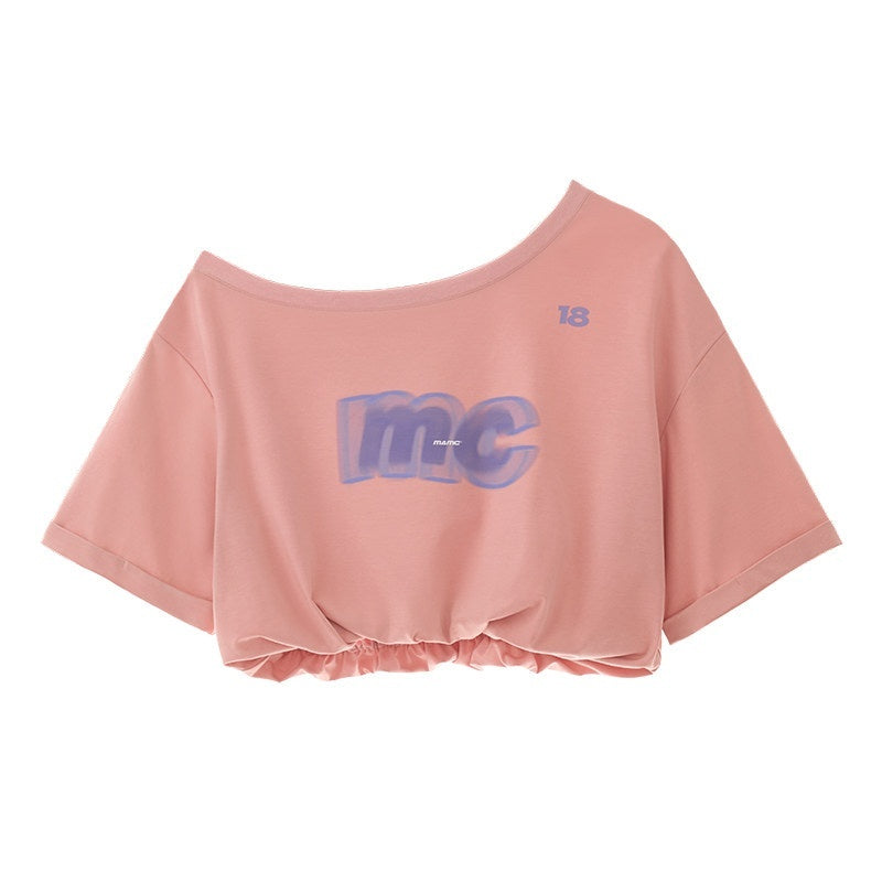 MAMC_Asymmetric_Neckline_Text_Print_Loose_Cotton_Women_Off_Shoulder_Crop_Tops_MISSTT