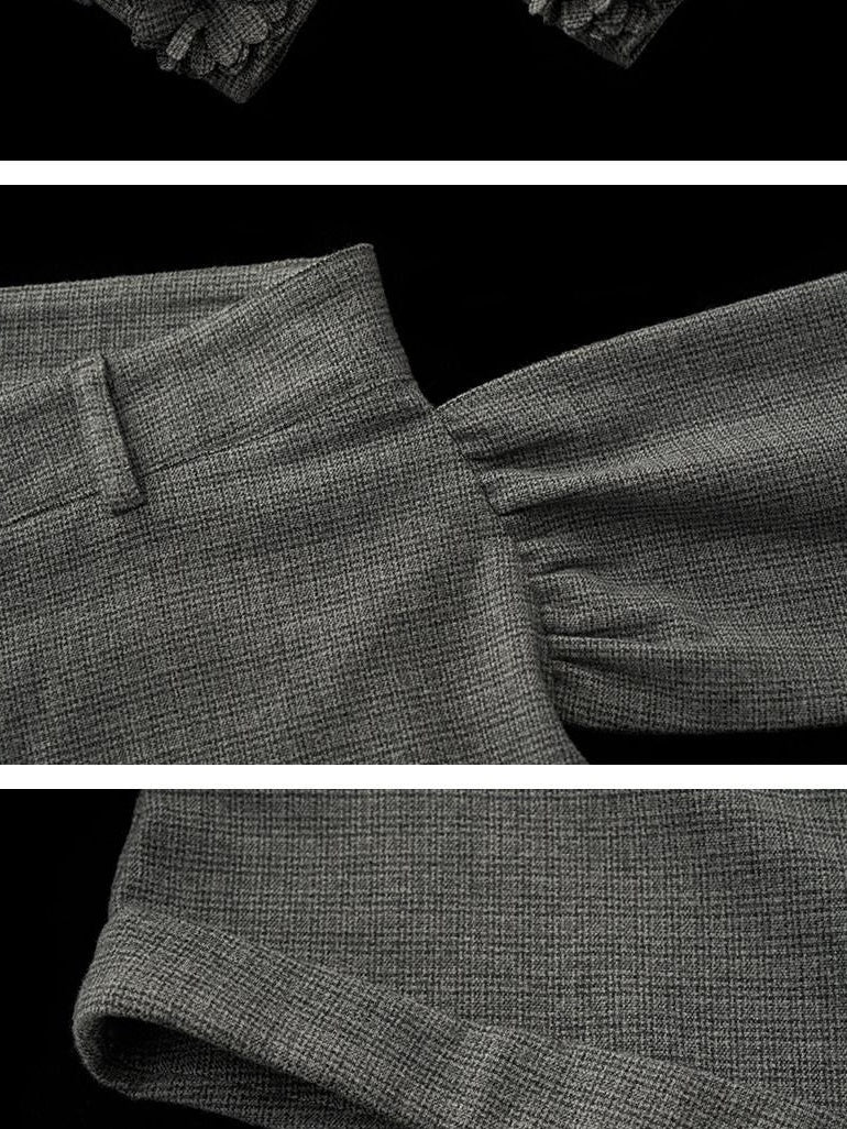 MAMC Asymmetrical Patchwork Straight Natural Waist Zipper Grey Women Mini Shorts