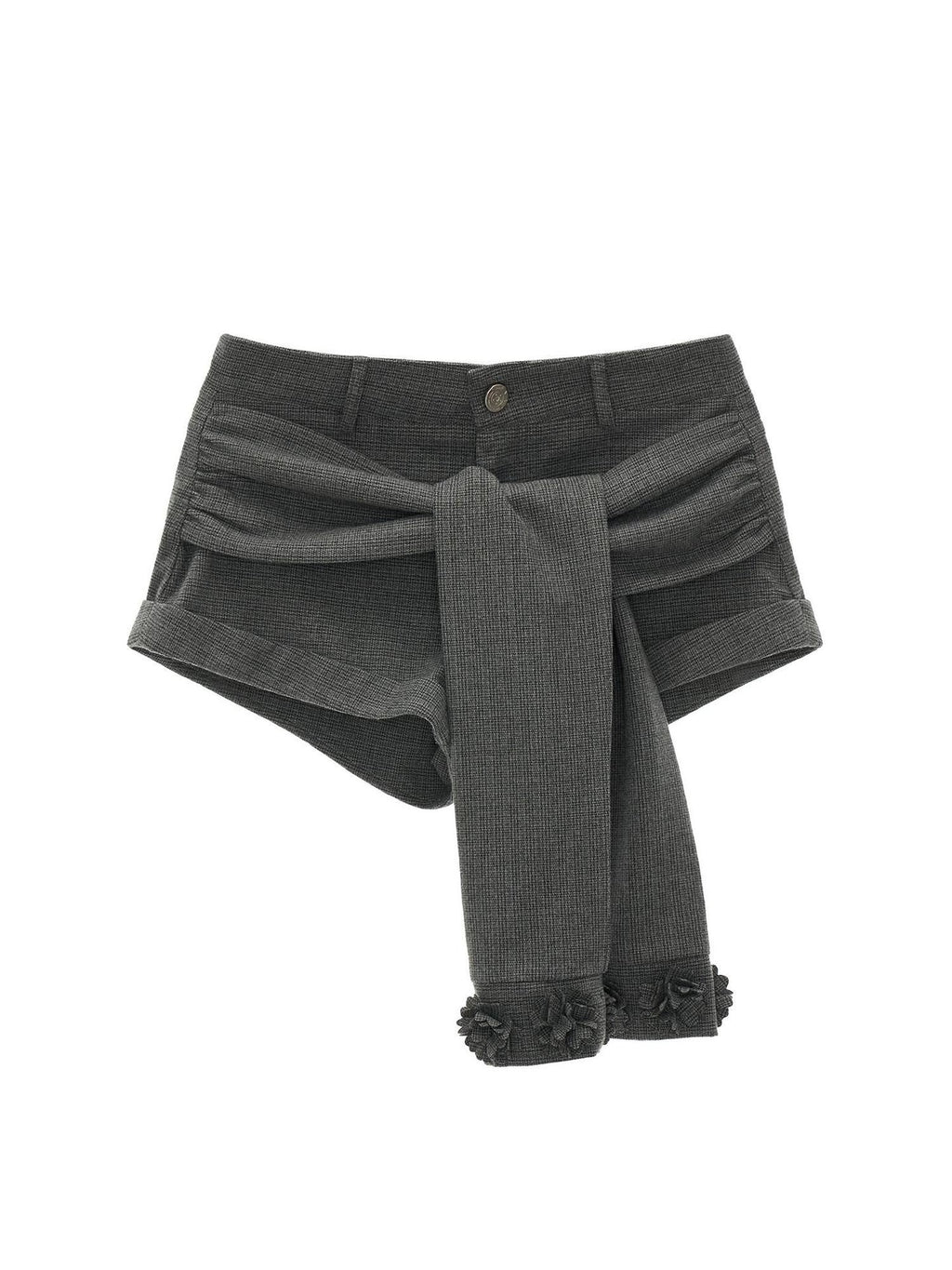MAMC Asymmetrical Patchwork Straight Natural Waist Zipper Grey Women Mini Shorts