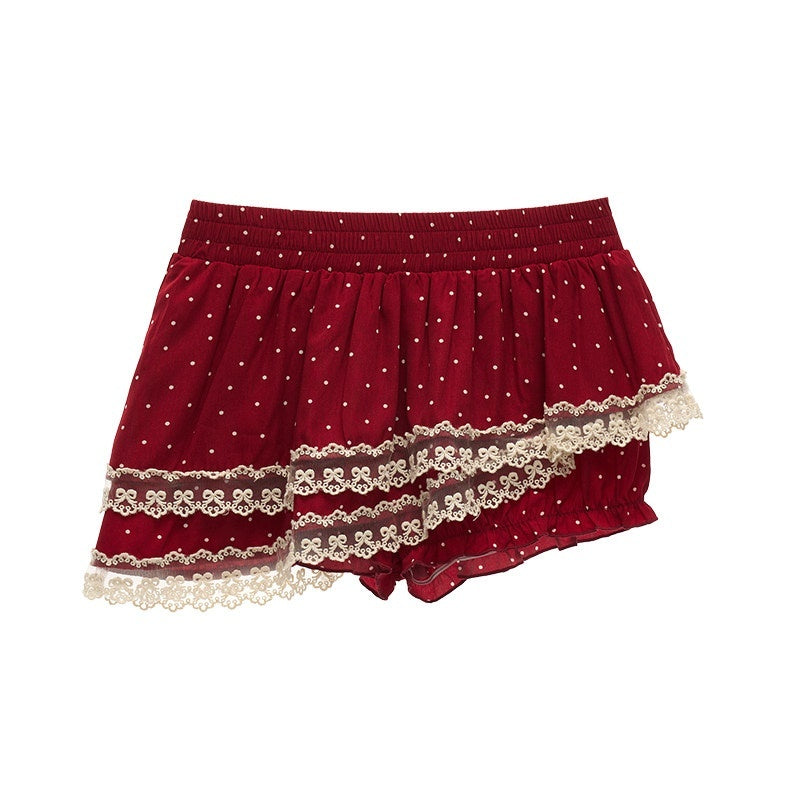 MAMC_Asymmetrical_Polka_Dot_Red_Mid_Waist_Minimalist_Commuter_Polyester_Mini_Skirts_MISSTT