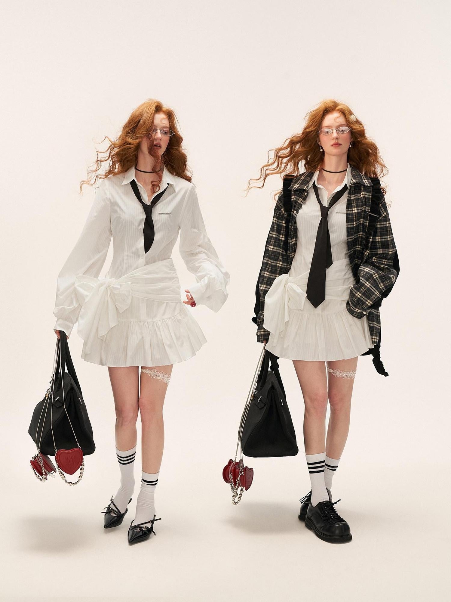MAMC Breathable Cotton Blend Button Shirt Dress Casual Long Sleeve White Mini Dresses