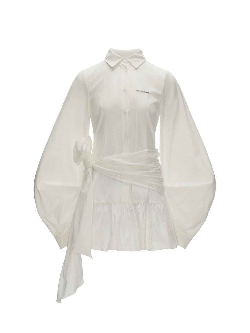 MAMC Breathable Cotton Blend Button Shirt Dress Casual Long Sleeve White Mini Dresses