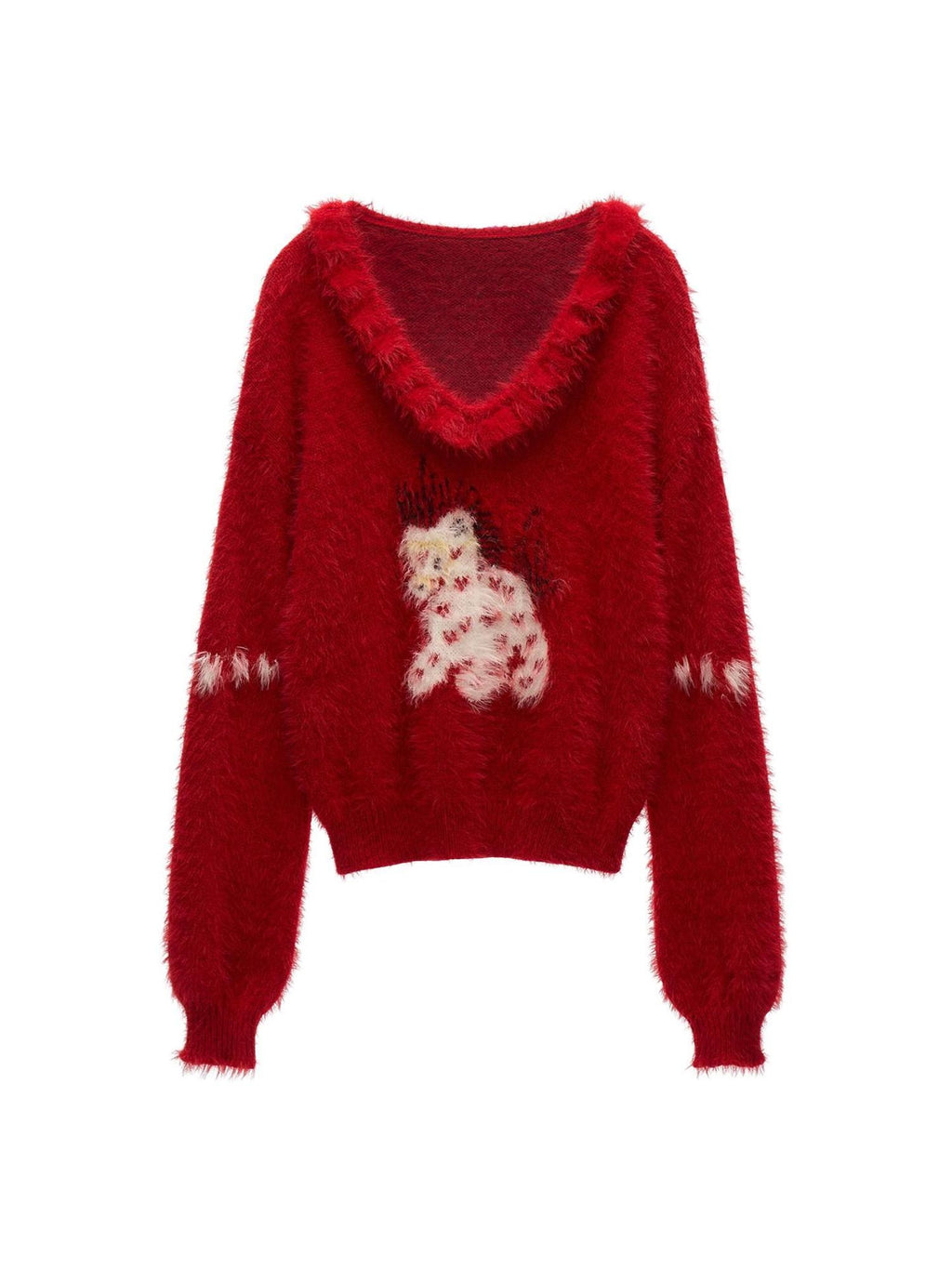 MAMC Christmas Loose Doll Collar Heart Animal Pullover Dating Women Red Sweaters